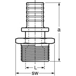Adapter part with male thread